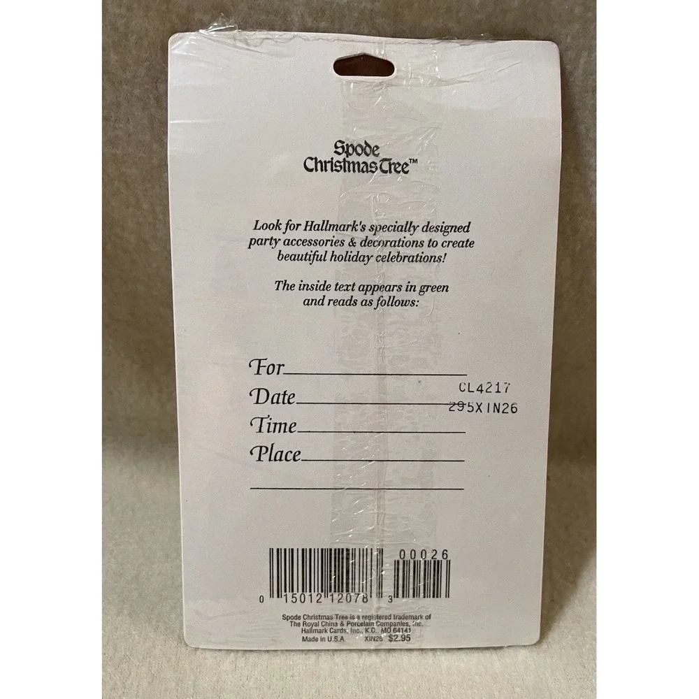 Vintage SPODE Christmas Tree Hallmark Invitations Pack Of 8 Sealed new old stock